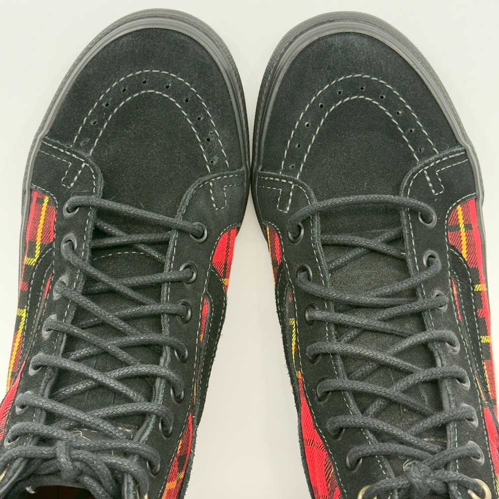 Vans Red and Black Plaid High-Top Sneakers - Picture 7 of 16